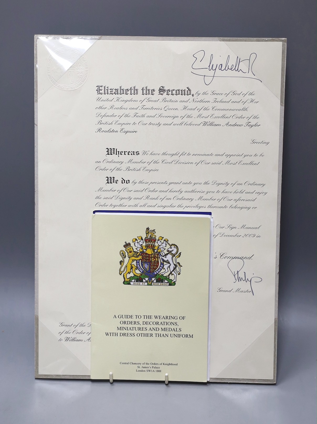An MBE paper certificate and instructions